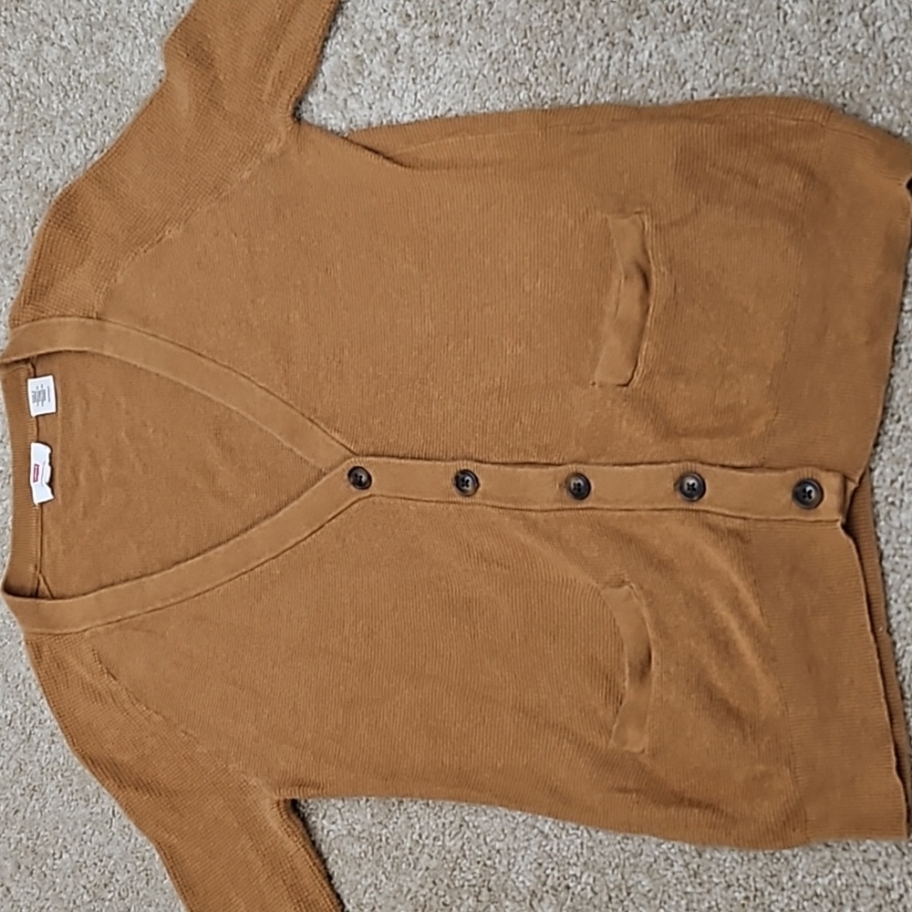 Tan Button Up Knit Cardigan, Size XS